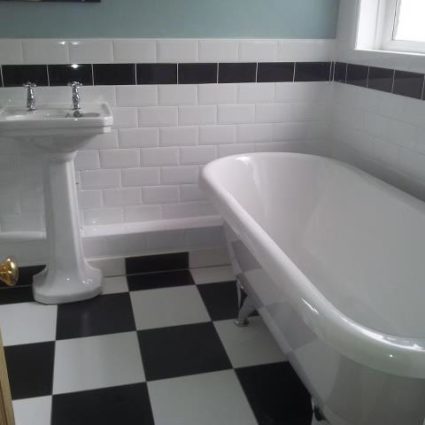 Vintage Style Bathroom Suite with Art Deco Flooring