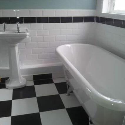 Art Deco Inspired Bathroom with Traditional Tiles & Rolltop Bath